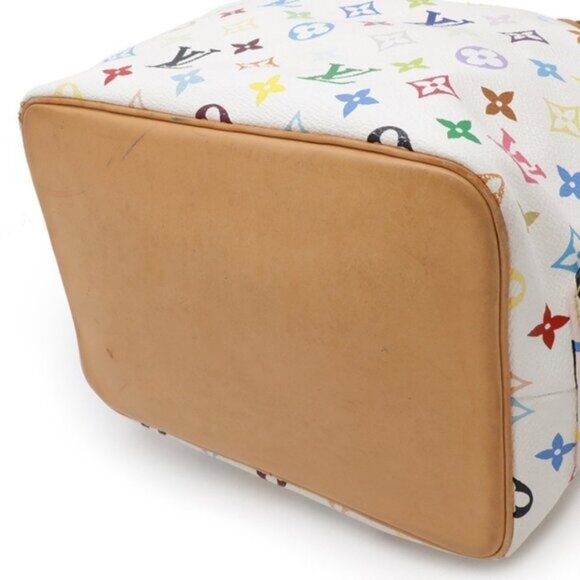 Authentic Louis Vuitton Multicolor Petit Noe Monogram Bucket Shoulder Bag White - Picture 7 of 12